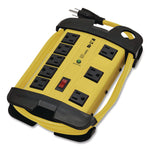 Protect It! Industrial Safety Surge Protector, 8 AC Outlets, 12 ft Cord, 1,500 J, Yellow/Black