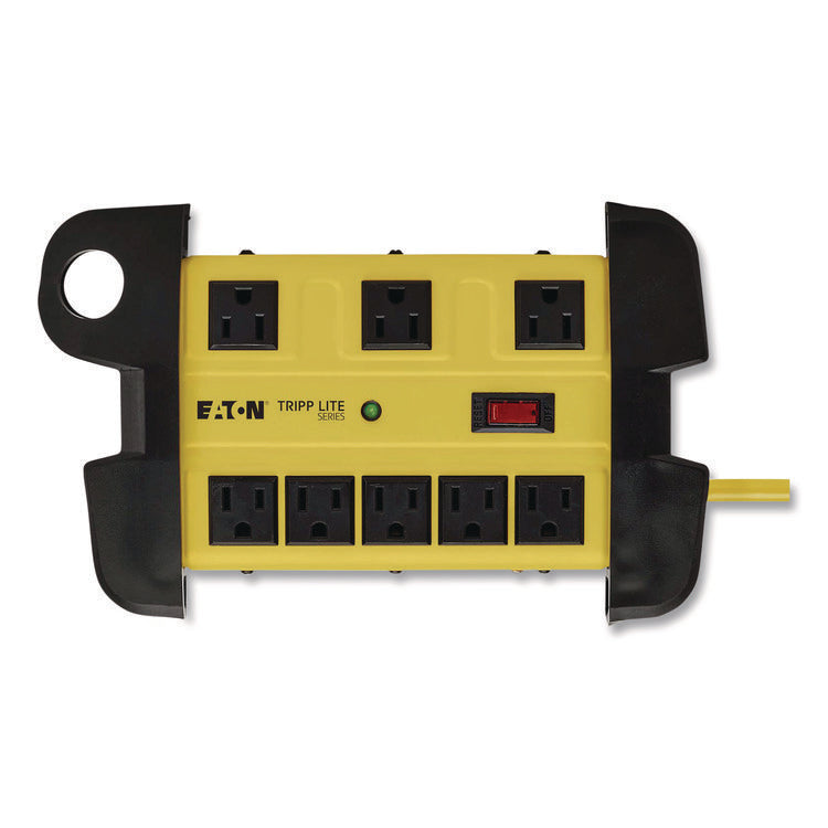 Protect It! Industrial Safety Surge Protector, 8 AC Outlets, 12 ft Cord, 1,500 J, Yellow/Black