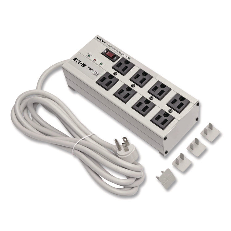 Isobar Surge Protector, 8 AC Outlets, 25 ft Cord, 3,840 J, Light Gray