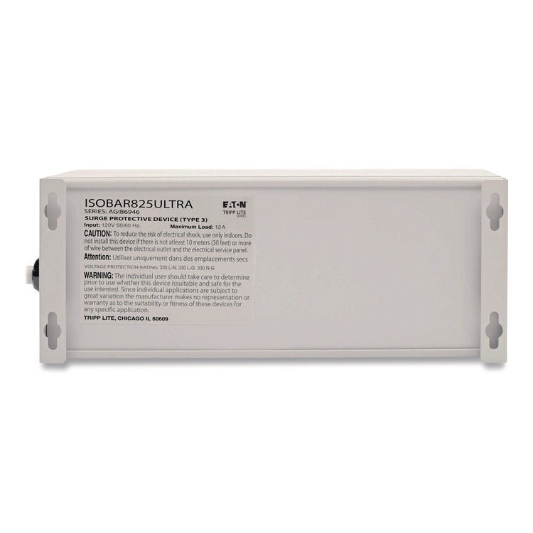 Isobar Surge Protector, 8 AC Outlets, 25 ft Cord, 3,840 J, Light Gray