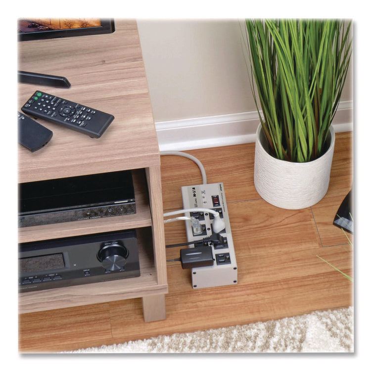 Isobar Surge Protector, 8 AC Outlets, 25 ft Cord, 3,840 J, Light Gray