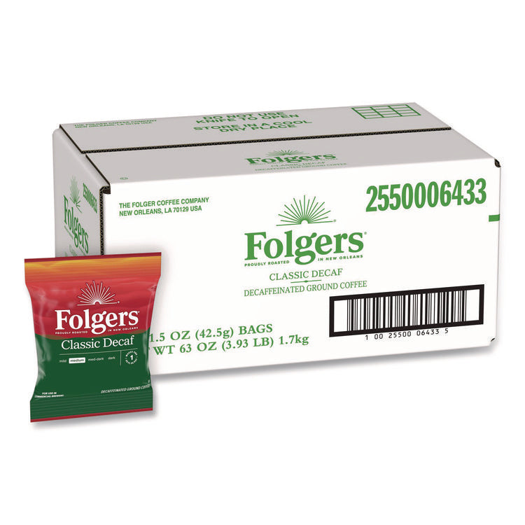 Classic Decaf Ground Coffee Fraction Pack, Classic Roast Decaf, 1.5 oz, 42/Carton