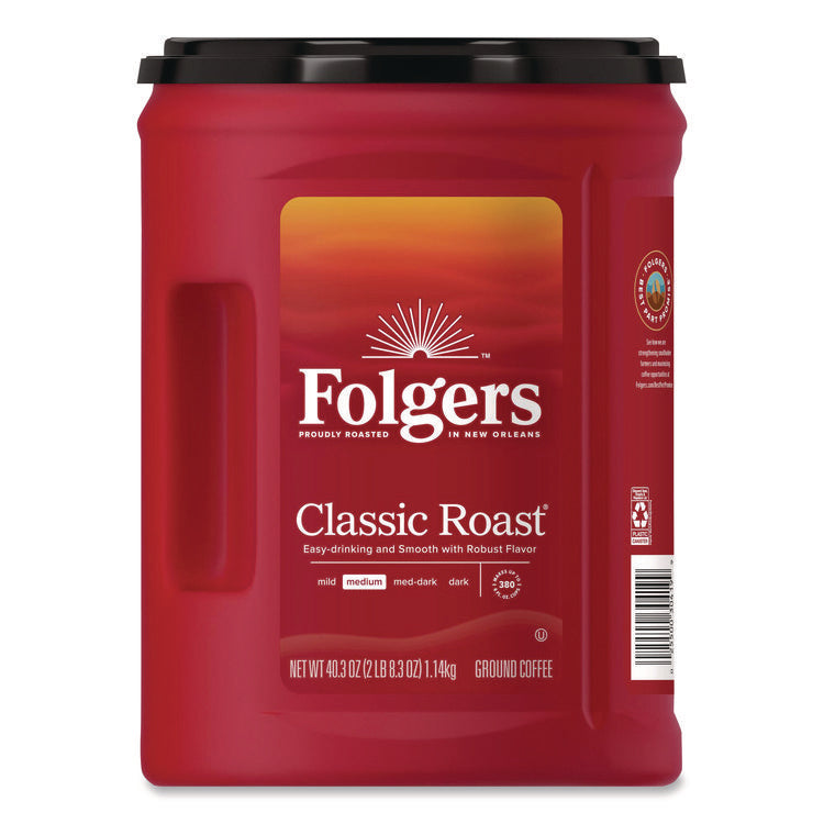 Classic Roast Ground Coffee, 40.3 oz Canister, 6/Carton
