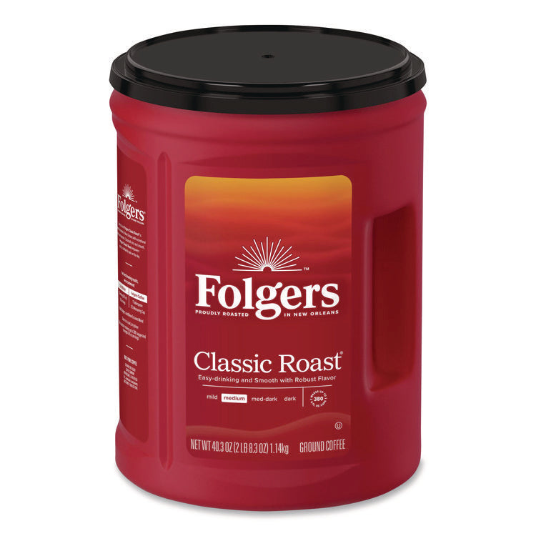 Classic Roast Ground Coffee, 40.3 oz Canister, 6/Carton