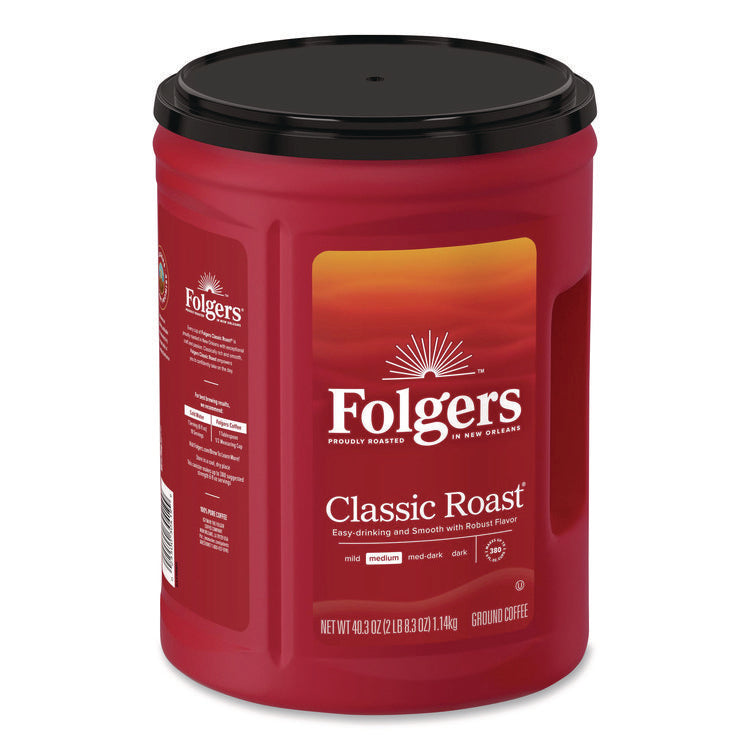 Classic Roast Ground Coffee, 40.3 oz Canister, 6/Carton