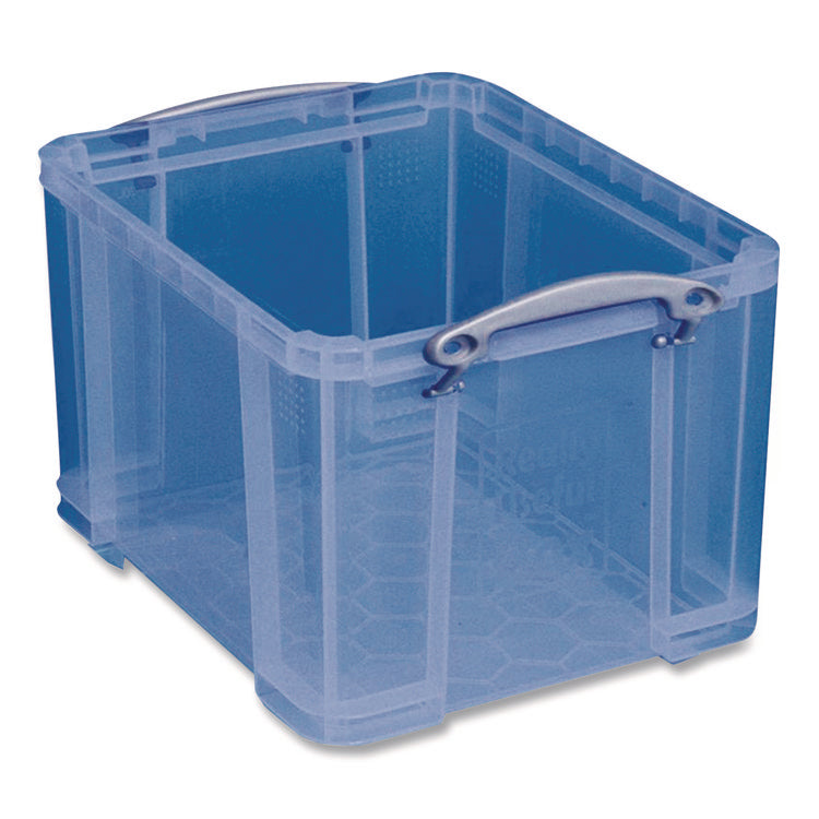 Snap-Lid Storage Bin, 8.45 Gal, 14" X 18" X 12.25", Transparent Blue