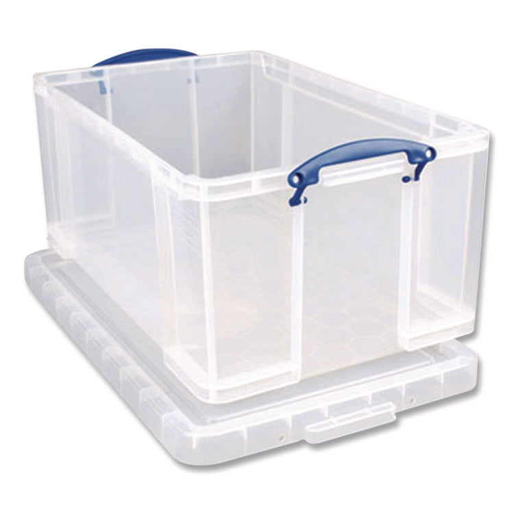 Snap-Lid Storage Bin, 11.09 Gal, 17.31" X 20.5" X 12.25", Clear/blue