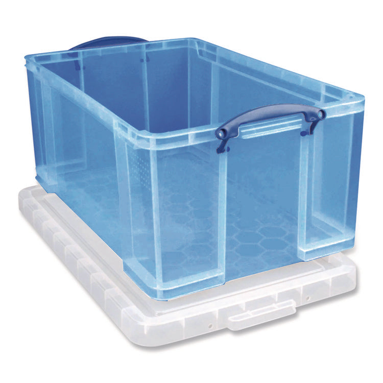 Snap-Lid Storage Bin, 16.9 Gal, 17.31" X 28" X 12.25", Transparent Blue