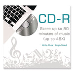 CD-R Printable Recordable Disc, 700 MB/80 min, 48x, Spindle, Matte White, 100/Pack