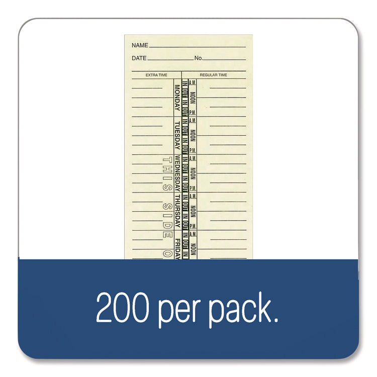 Time Cards for Acroprint, Amano and Lathem Time Clocks, One Side, 3.38" x 9", 200/Pack
