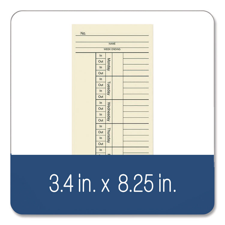 Time Cards for Acroprint, Amano and Lathem Time Clocks, Two Sides, 3.4" x 8.25", 200/Pack