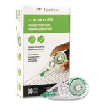 MONO Mini Correction Tape, Non-Refillable, Clear Applicator, 0.17" x 315", 10/Pack