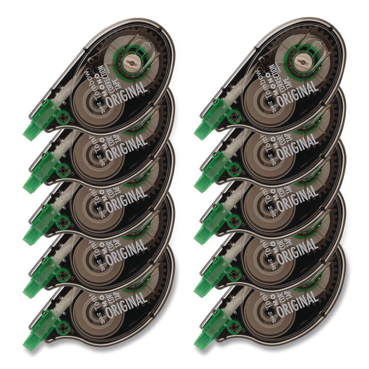 MONO Correction Tape, Gray/Clear Applicator, 0.17" x 394", White Tape, 10/Pack