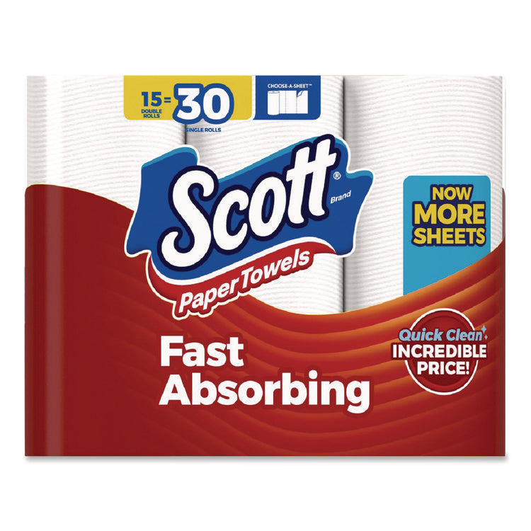 Choose-A-Sheet Mega Kitchen Roll Paper Towels, 1-Ply, 7.31 x 11, White, 108 Sheets/Roll, 15 Rolls/Pack, 2 Packs/Carton