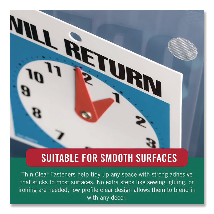 Sticky-Back Fasteners, Complete Sets, 0.75" dia, Clear, 200/Pack