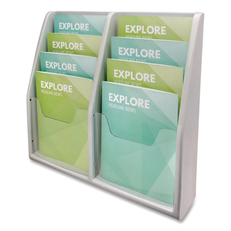 Multi-Tiered Desktop/Wall-Mount Literature Holders, 20.25w x 5d x 19.88h, Gray