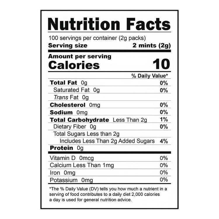 VerMints Organic Mints/Pastilles, Wintergreen, 2 Mints/0.7 oz, Individually Wrapped, 100/Box