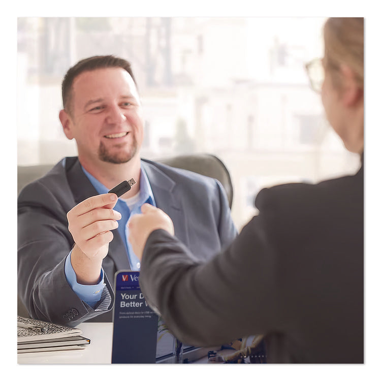 PinStripe USB 2.0 Flash Drive, 64 GB, Caribbean Blue/Red, 2/Pack