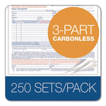 Bill of Lading - Short Form for Up to Ten Articles, Three-Part Carbonless, 8.5 x 6.94, 250 Forms Total