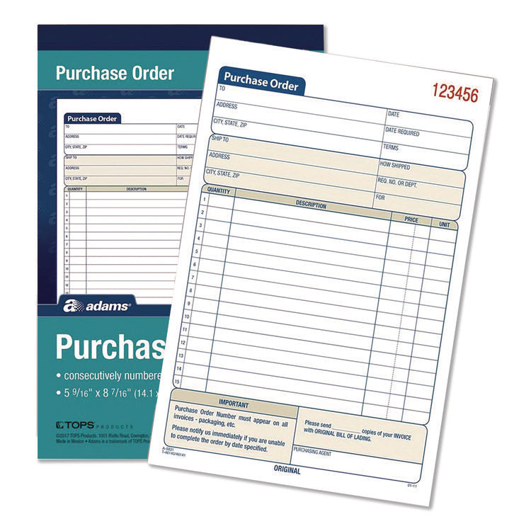 Multipart Purchase Order Pad, Two-Part Carbonless, 5.56 x 7.94, 50 Forms Total