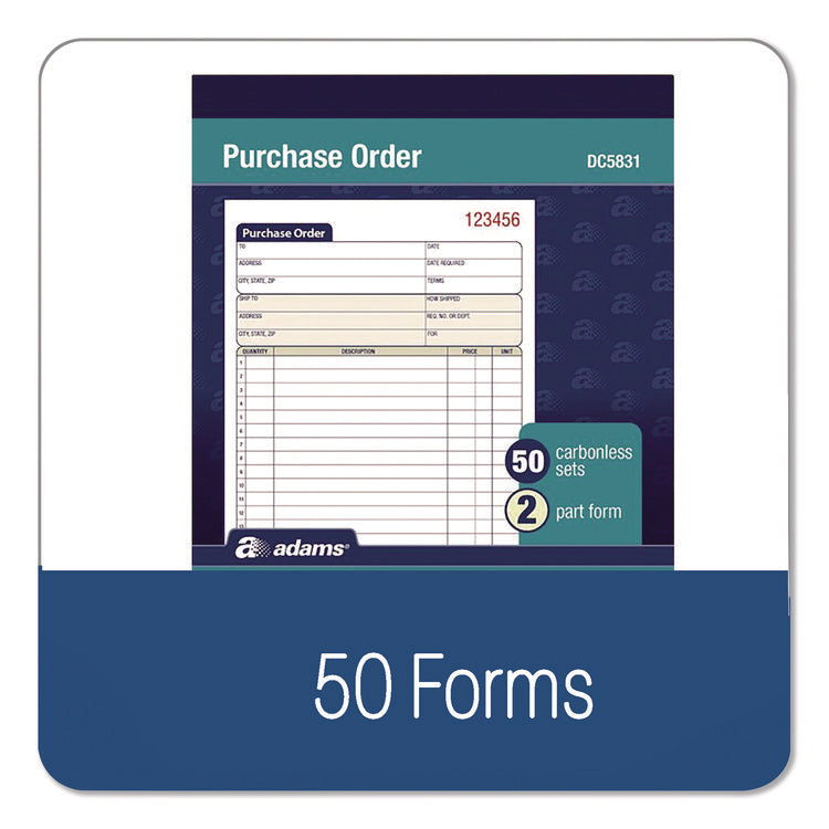 Multipart Purchase Order Pad, Two-Part Carbonless, 5.56 x 7.94, 50 Forms Total