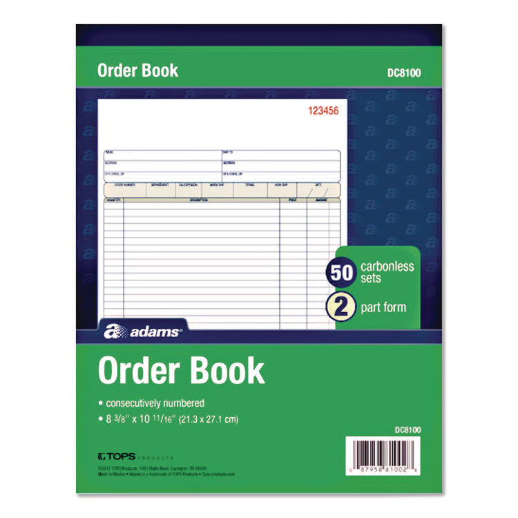 Multipart Sales Order Pad, Two-Part Carbonless, 8.38 x 10.19, 50 Forms Total