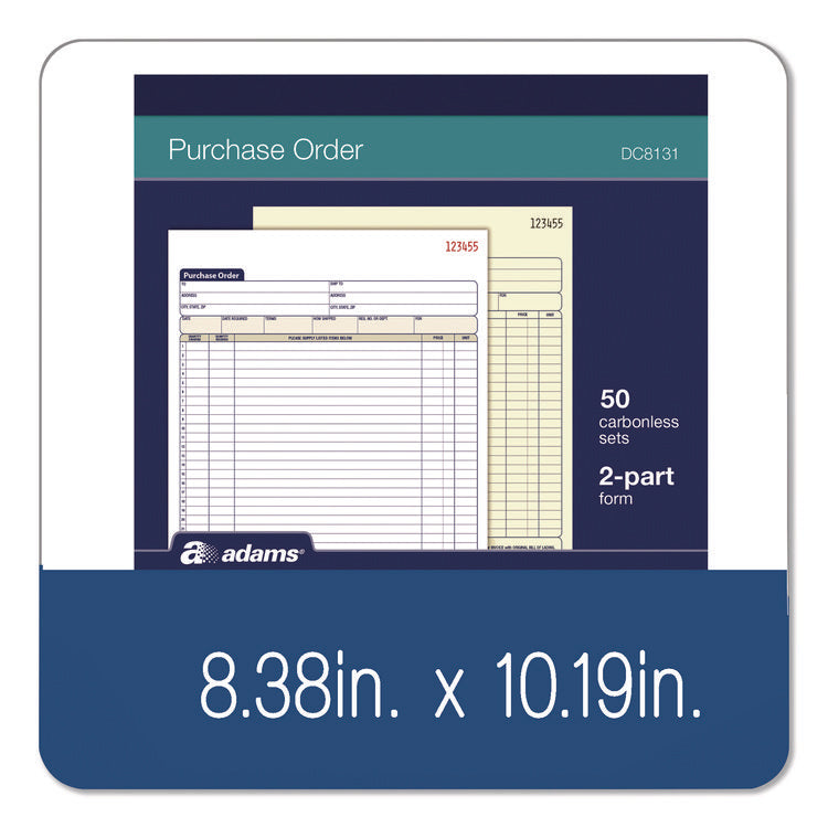 Multipart Purchase Order Pad, Two-Part Carbonless, 8.38 x 10.19, 50 Forms Total