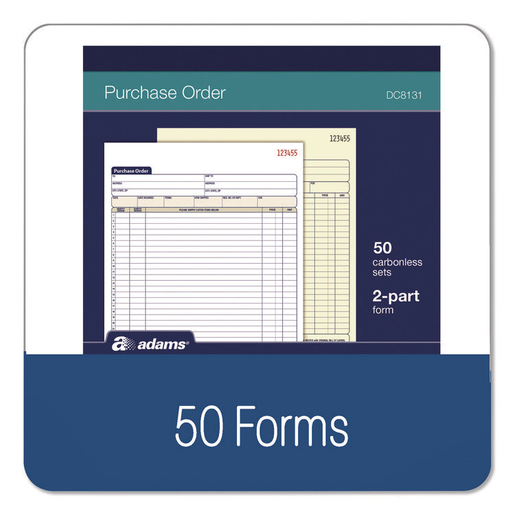Multipart Purchase Order Pad, Two-Part Carbonless, 8.38 x 10.19, 50 Forms Total