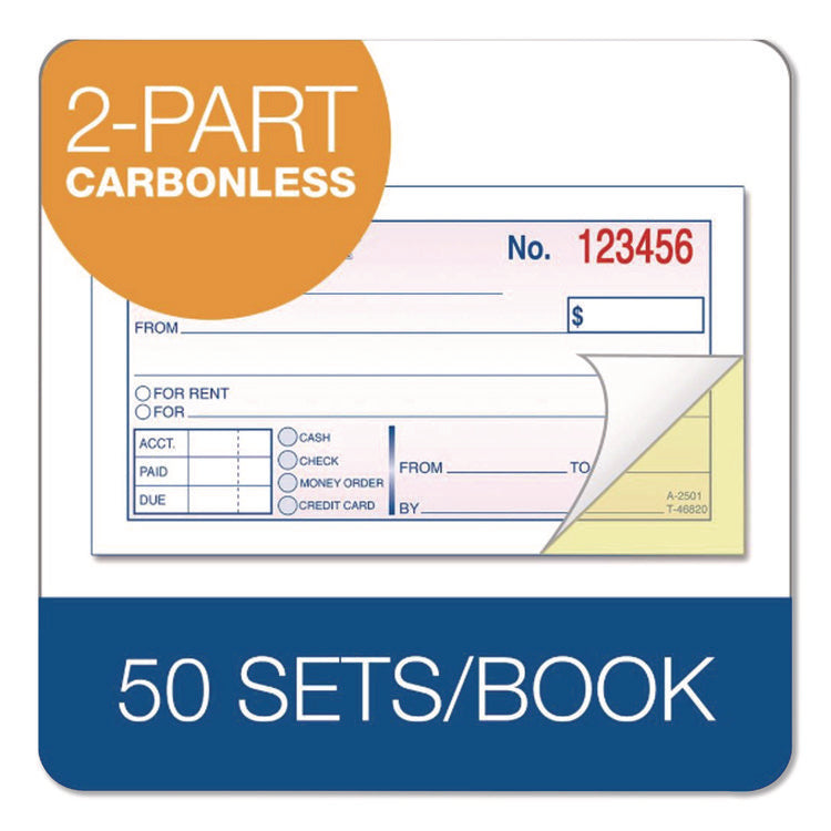 Money/Rent Receipt Book, Two-Part Carbonless, 4.88 x 2.75, 50 Receipts/Book, 3 Books/Pack