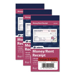 Money/Rent Receipt Book, Two-Part Carbonless, 4.88 x 2.75, 50 Receipts/Book, 3 Books/Pack