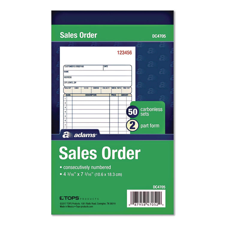 Multipart Sales Order Pad, 12 Lines, Two-Part Carbonless, 4.19 x 6.69, 50 Forms/Pad, 10 Pads/Box