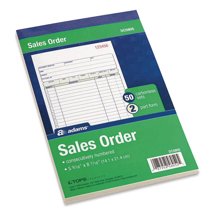 Multipart Sales Order Pad, Two-Part Carbonless, 5.56 x 7.94, 50 Forms/Pad, 10 Pads/Box