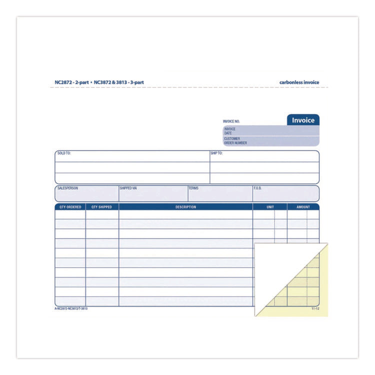 Multipart General-Purpose Invoice Forms, Two-Part Carbonless, 8.5 x 6.94, 50 Forms Total