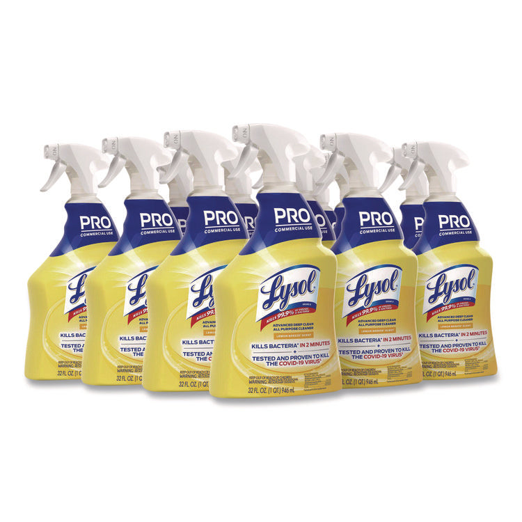 Advanced Deep Clean All Purpose Cleaner, Lemon Breeze, 32 Oz Trigger Spray Bottle, 12/carton