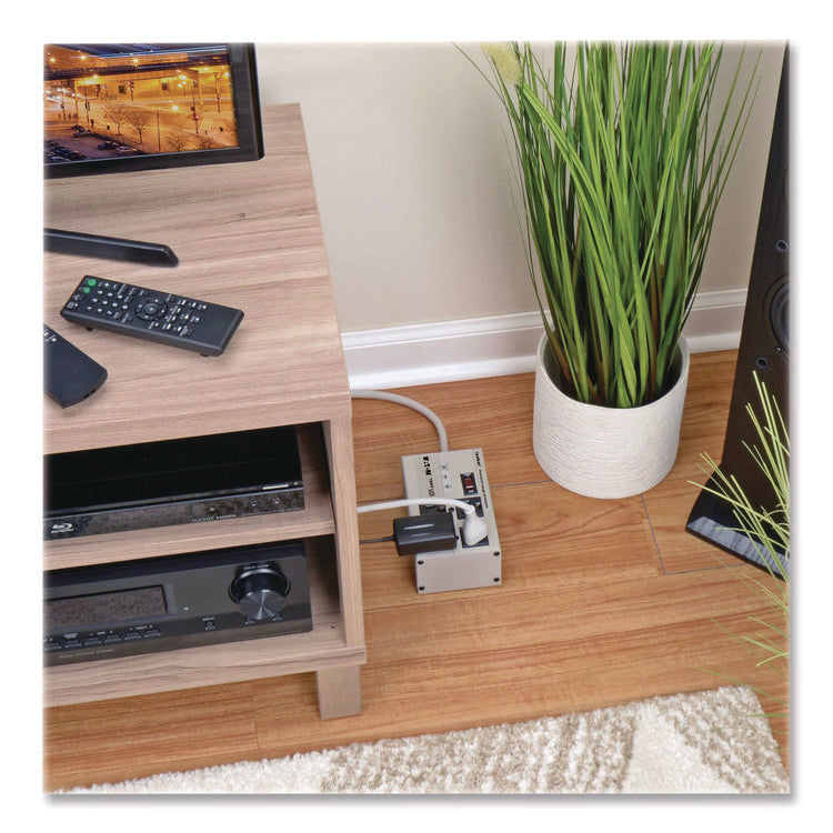 Isobar Surge Protector with Diagnostic LEDs, 4 AC Outlets, 6 ft Cord, 3,330 J, Light Gray