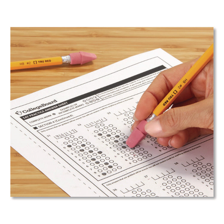 Wedge Cap Erasers, For Pencil Marks, Pink, 144/box