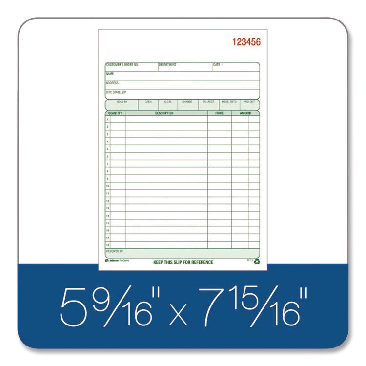 Multipart General-Purpose Sales Pad, Two-Part Carbonless, 5.56 x 7.94, 50 Forms Total