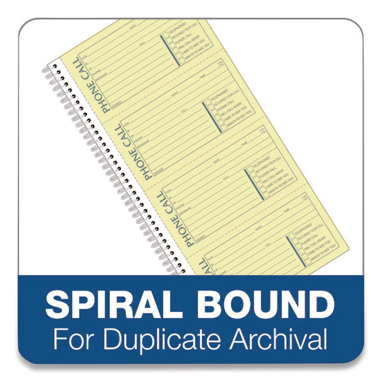 Wirebound Telephone Message Book, Two-Part Carbonless, 4.75 X 2.75, 4 Forms/sheet, 400 Forms Total