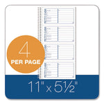 Petty Cash Receipt Book, Two-Part Carbonless, 5 x 2.75, 4 Forms/Sheet, 200 Forms Total
