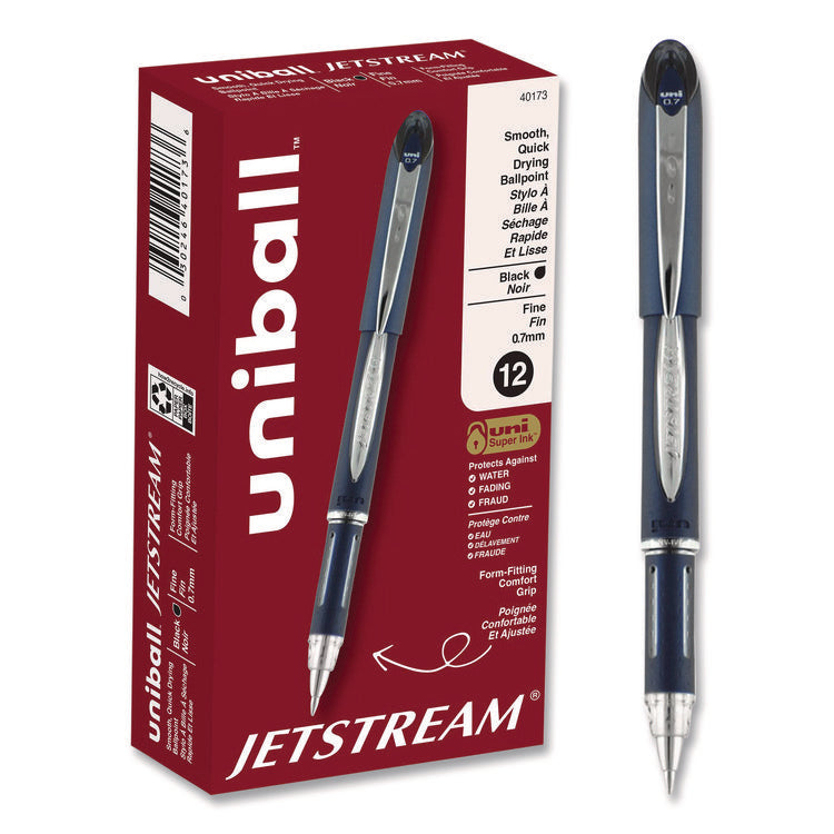 Jetstream Hybrid Gel Pen, Stick, Fine 0.7 mm, Black Ink, Black/Silver Barrel