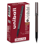 Deluxe Rollerball Pen, Stick, Extra-Fine 0.5 mm, Black Ink, Metallic Gray/Black Barrel, Dozen