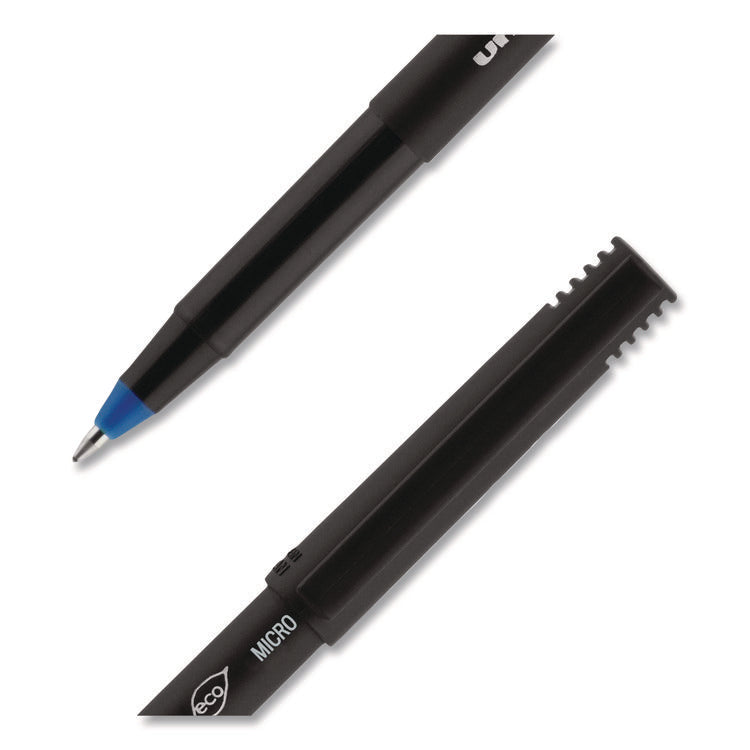 ONYX Rollerball Pen, Stick, Extra-Fine 0.5 mm, Blue Ink, Black/Blue Barrel, Dozen