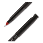 ONYX Rollerball Pen, Stick, Extra-Fine 0.5 mm, Red Ink, Black/Red Barrel, Dozen