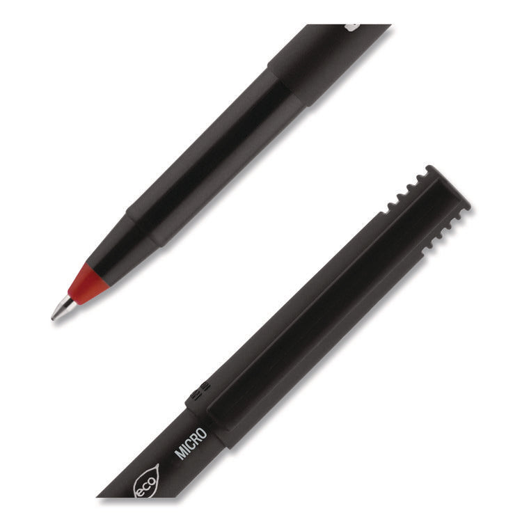 ONYX Rollerball Pen, Stick, Extra-Fine 0.5 mm, Red Ink, Black/Red Barrel, Dozen