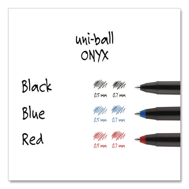 ONYX Rollerball Pen, Stick, Extra-Fine 0.5 mm, Red Ink, Black/Red Barrel, Dozen