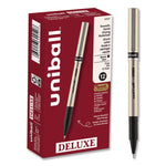 Deluxe Rollerball Pen, Stick, Fine 0.7 mm, Black Ink, Champagne/Black Barrel, Dozen