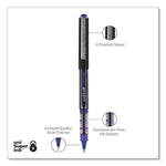 VISION Rollerball Pen, Stick, Extra-Fine 0.5 mm, Blue Ink, Gray/Blue/Clear Barrel, Dozen
