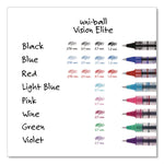 VISION Rollerball Pen, Stick, Extra-Fine 0.5 mm, Blue Ink, Gray/Blue/Clear Barrel, Dozen