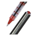 VISION Rollerball Pen, Stick, Extra-Fine 0.5 mm, Red Ink, Gray/Red/Clear Barrel, Dozen