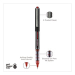 VISION Rollerball Pen, Stick, Extra-Fine 0.5 mm, Red Ink, Gray/Red/Clear Barrel, Dozen